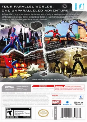 Spider-Man - Shattered Dimensions box cover back